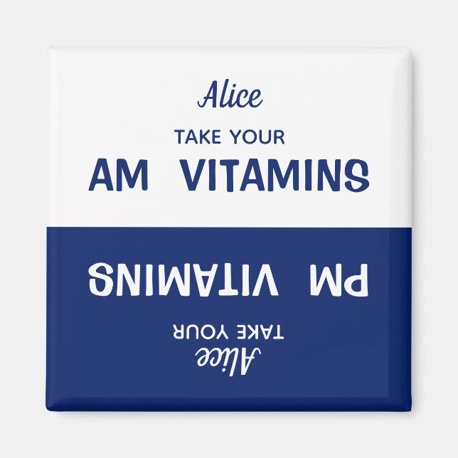 Anpassningsbar AM/PM Vitamin Pill Reminder Magnet (Framsidan)