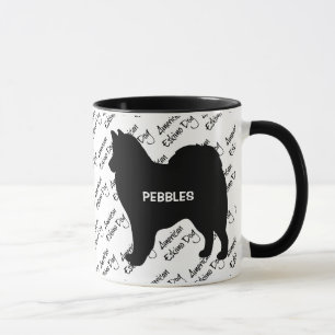 ANPASSNINGSBAR American Eskimo Hund Silhouette Mugg