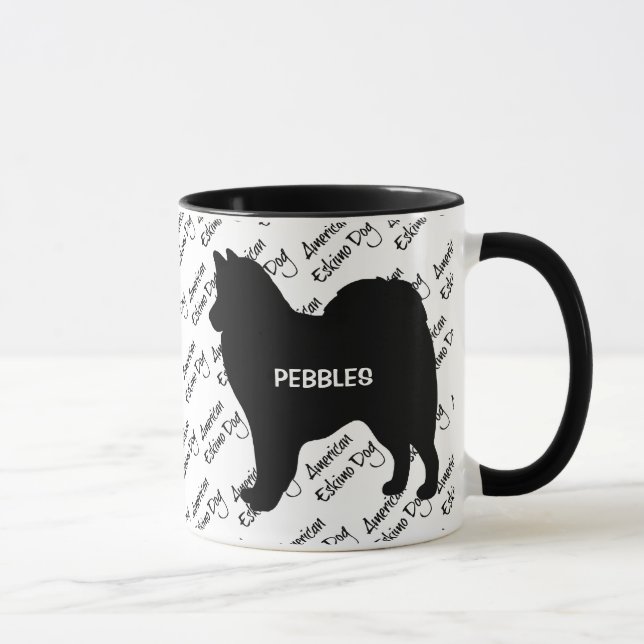 ANPASSNINGSBAR American Eskimo Hund Silhouette Mugg (Höger)