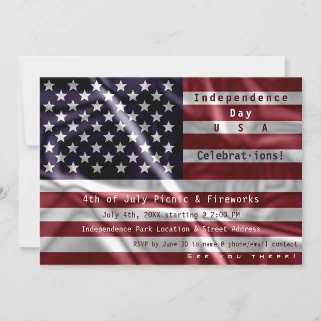 Anpassningsbar American Flagga, 4 juli Firande Inbjudningar (Framsida)