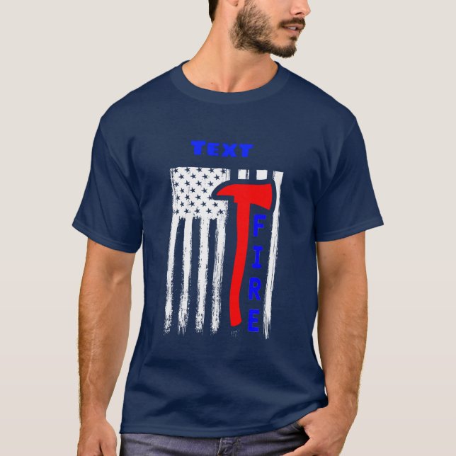 Anpassningsbar American Flagga Fire Department Nam T Shirt (Framsida)