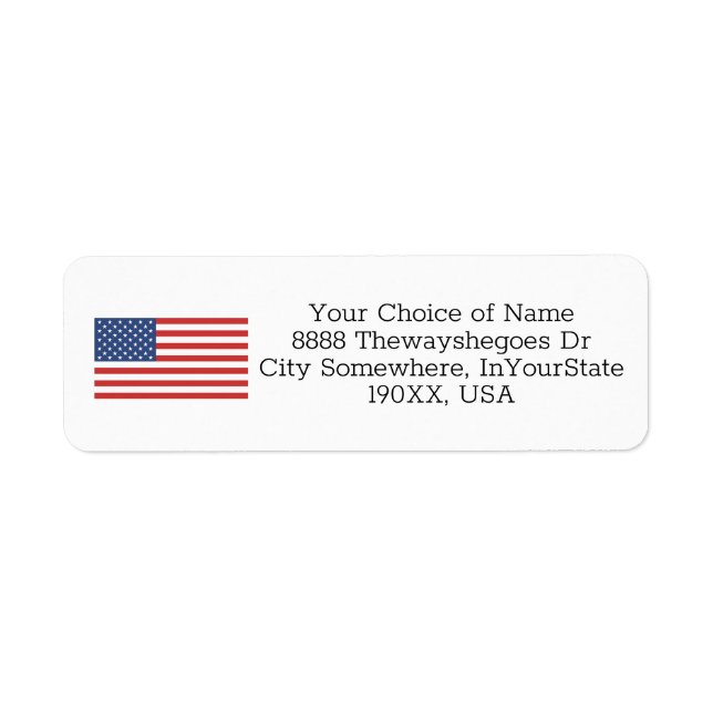 Anpassningsbar American Flagga USA Returadress Etikett (Framsidan)