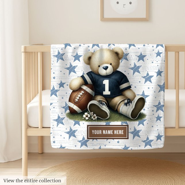 Anpassningsbar American Football Blanket för Pojke Fleecefilt (Custom American Football Blanket for Baby Boys)