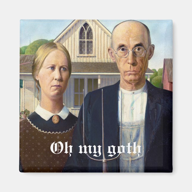 Anpassningsbar American Gothic Goth Party Grant Wo Magnet (Framsidan)