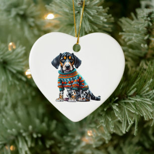Anpassningsbar American Leopard Hound i julsötare Julgransprydnad Keramik