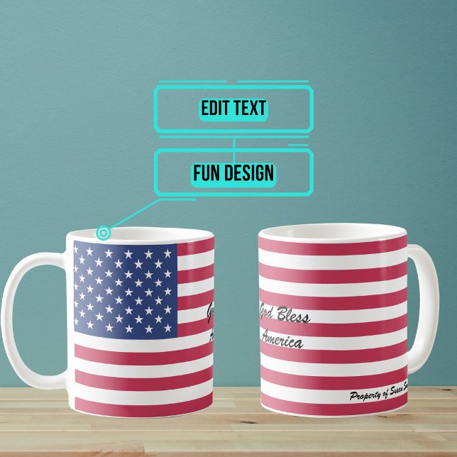 Anpassningsbar Amerikanska Flagga Mugg (The USA stars and stripes on this design creates a patriotic look that you can admire.)