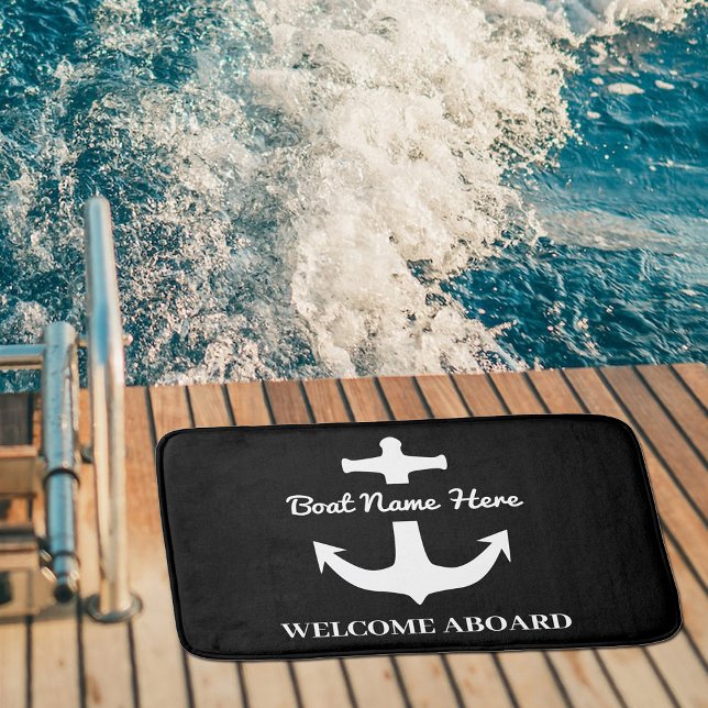 Anpassningsbar Anchor Black Bath Mat Boat Namn Väl Badrumsmatta (Skapare uppladdad)