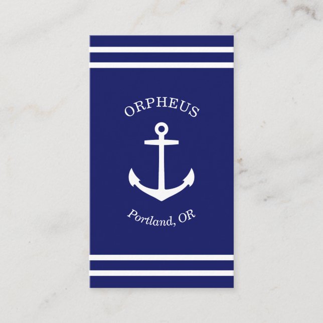 Anpassningsbar Anchor Emblem Nautical (blå) Visitkort (Framsida)