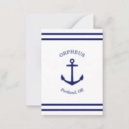 Anpassningsbar Anchor Emblem Nautical (vit och blå Anteckningskort