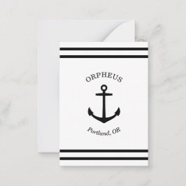 Anpassningsbar Anchor Emblem Nautical (vit och sva Anteckningskort