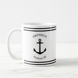 Anpassningsbar Anchor Emblem Nautical (vit och sva Kaffemugg