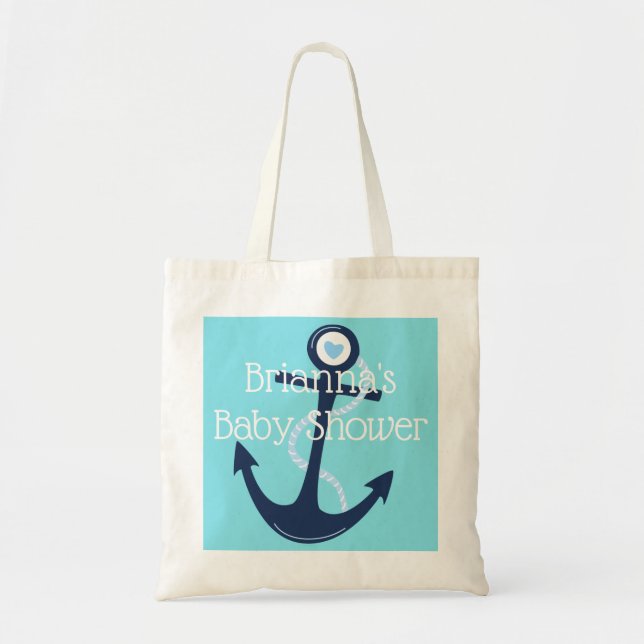 Anpassningsbar Anchor Nautical Teal Navy Baby Show Tygkasse (Framsidan)