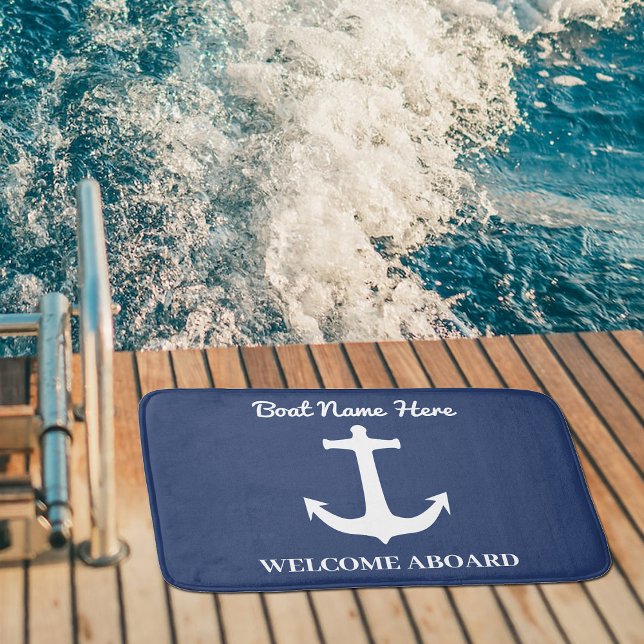 Anpassningsbar Anchor Navy Blue Bath Mat Boat Namn Badrumsmatta (Skapare uppladdad)