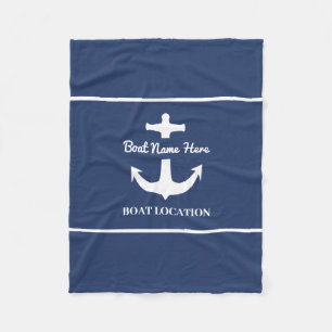 Anpassningsbar Anchor Navy Blue Boat Namn-plats Fleecefilt