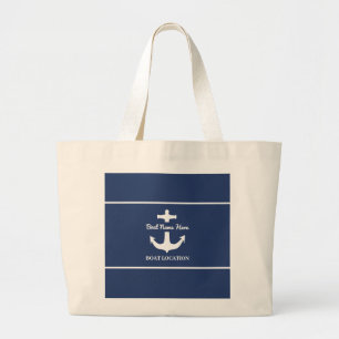 Anpassningsbar Anchor Navy Blue Boat Namn-plats Jumbo Tygkasse