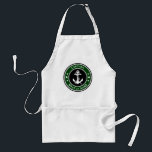 Anpassningsbar Anchor & Rope Kapten Boat eller Nam Förkläde<br><div class="desc">En Anpassningsbar Naval Anchor and Rope Design med Personlig Kapten eller annan Titel och din Boat Namn eller annan anpassningsbar i Forest Grönt på en Vuxen BBQ Chef Apron. Gör en underbarare gåva och konversation biet för vilken tillfälle som helst.</div>