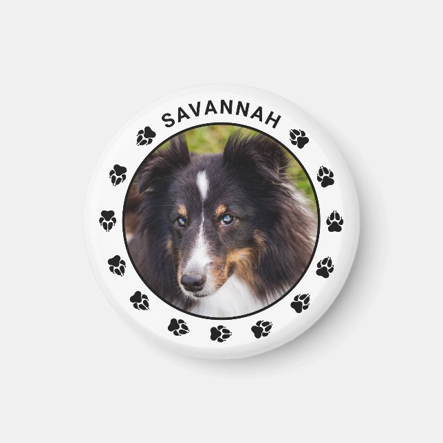 Anpassningsbar Ange fotomall med Tassar & Namn Magnet (Framsidan)