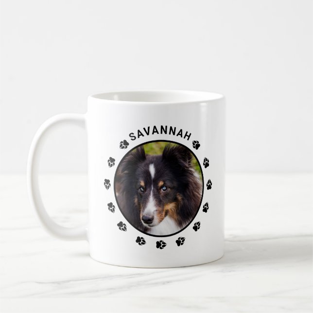 Anpassningsbar Ange fotomallar med Tass och text Kaffemugg (Vänster)