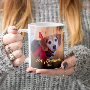 Anpassningsbar Ange fotoskript God jul från Hund Kaffemugg