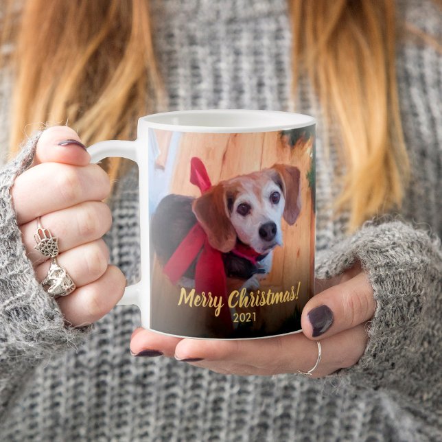Anpassningsbar Ange fotoskript God jul från Hund Kaffemugg (Skapare uppladdad)