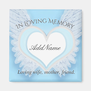 Anpassningsbar Angel Vingar och hjärta Memorial Magnet