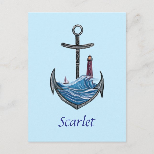 Anpassningsbar ankarpunkt och fyr (version 3) vykort (Framsida)