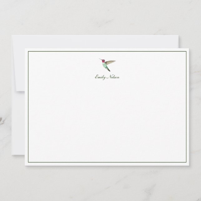 Anpassningsbar Anna's Hummingbird Note Card Anteckningskort (Framsida)
