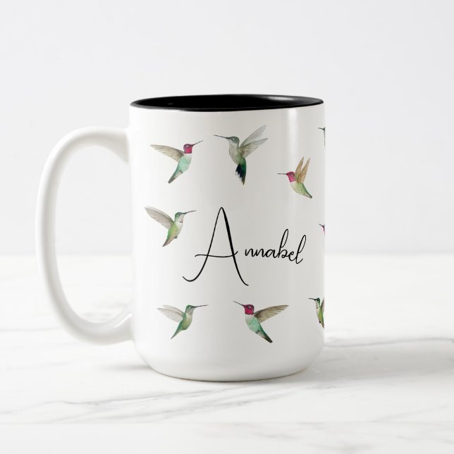 Anpassningsbar Anna's Hummingbird Two-Tone Coffee  Två-Tonad Mugg (Vänster)