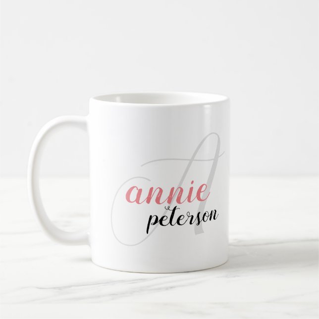 Anpassningsbar Annie Namn 'A' brev monogram Kaffemugg (Vänster)