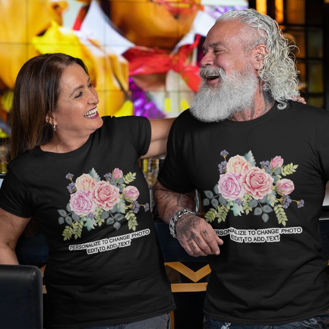 Anpassningsbar Anpassa Mörken för fototeckning, ci T Shirt (Custom Personalize Photo Artwork Quote Dark Unisex T-Shirt)