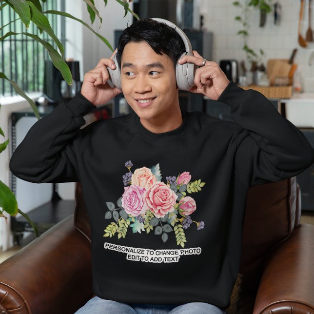 Anpassningsbar Anpassa Mörken Fototeckning offert Lång Ärmad Tröja (Custom Personalize Photo Artwork Quote Dark Sweatshirt)