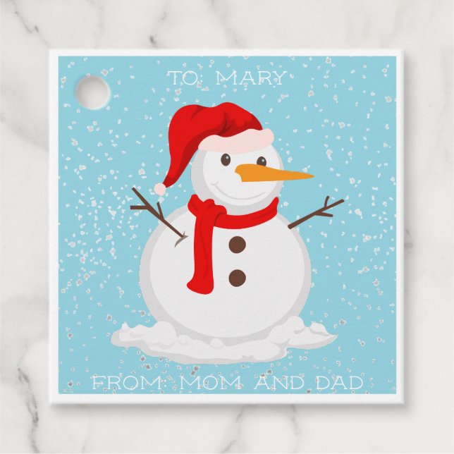 Anpassningsbar Anpassa Namn Snögubbe Glitter Gåvor Etiketter (Framsida)
