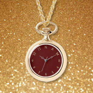 Anpassningsbar Anpassa Namn Womens Guld Necklace W Armbandsur
