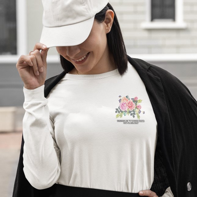 Anpassningsbar Anpassa Photo Artwork Women's Lg Sl T Shirt (Custom Personalize Photo Artwork Women's Lg Sleeve T-Shirt)