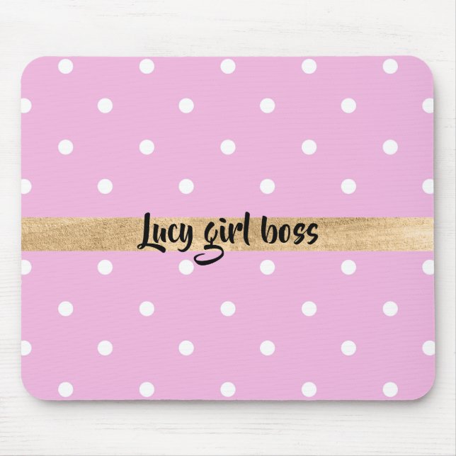 Anpassningsbar anpassning av rosa polka dots musmatta (Framsidan)