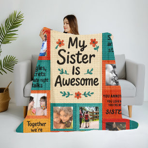 Anpassningsbar anpassningsbar Foto Sister Blanket Fleecefilt