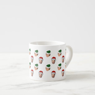 Anpassningsbar Ansikte 2 Foton Santa Hat-julklapp Espressomugg