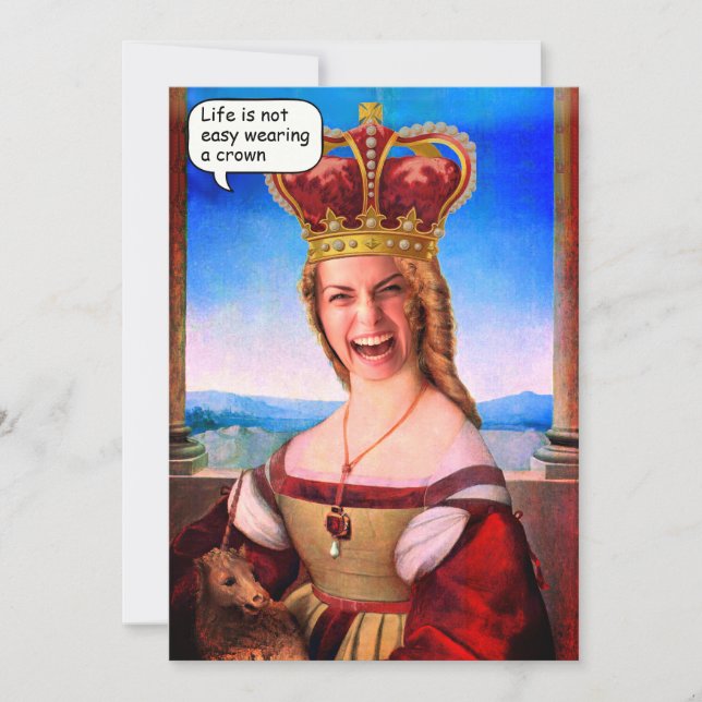 Anpassningsbar ansikte i hål-drottningen med krona inbjudningar (Framsida)