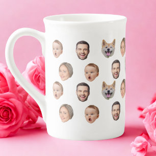 Anpassningsbar Ansikte Photo Family Mugg, 4 foton  Benporslin Mugg