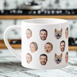Anpassningsbar Ansikte Photo Family Mugg, 4 foton Espressomugg