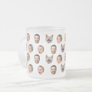 Anpassningsbar Ansikte Photo Family Mugg, 4 foton Frostad Glasmugg