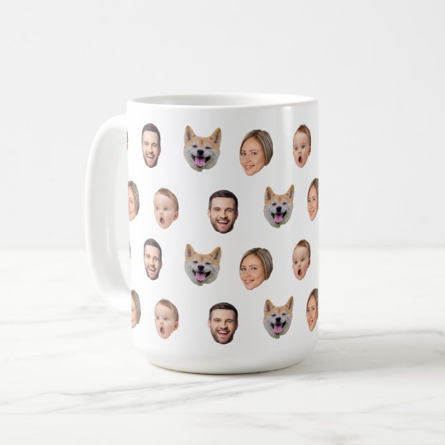 Anpassningsbar Ansikte Photo Family Mugg, 4 foton  Kaffemugg (Framsida vänster)