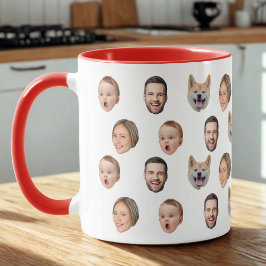 Anpassningsbar Ansikte Photo Family Mugg, 4 foton Mugg