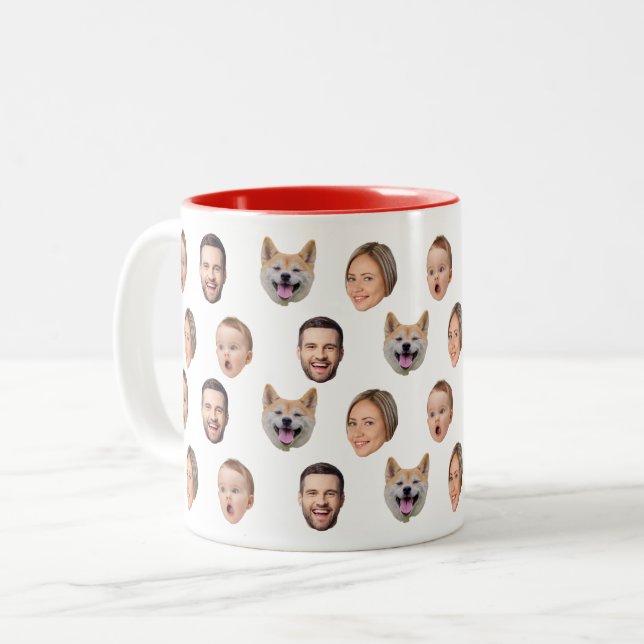 Anpassningsbar Ansikte Photo Family Mugg, 4 foton  Två-Tonad Mugg (Framsida vänster)