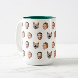 Anpassningsbar Ansikte Photo Family Mugg, 4 foton Två-Tonad Mugg