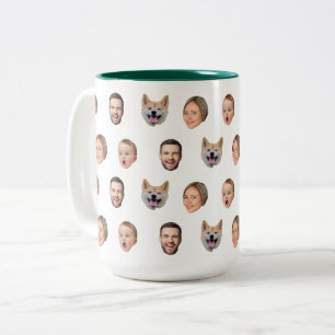 Anpassningsbar Ansikte Photo Family Mugg, 4 foton Två-Tonad Mugg