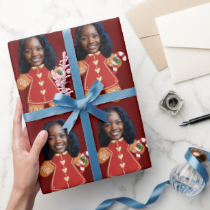 Anpassningsbar Ansikte Photo Gingerbröd Kvinna jul Presentpapper