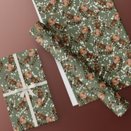 Anpassningsbar Ansikte Photo jul Elf Wrapping Papp Presentpapper