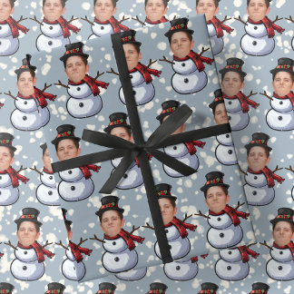 Anpassningsbar Ansikte Photo Jul Snögubbars Wrappi Presentpapper