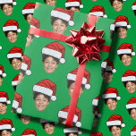 Anpassningsbar Ansikte Photo Santa Ansikte Upprepa Presentpapper<br><div class="desc">Anpassningsbar Ansikte Photo Santa Ansikte Repeat Mönster jul, ersätt ansiktet på detta älv med ditt favoritfoto (se till att du så mycket som möjligt kommer till skörd i ansikte och använda en app för att ta bort bakgrunden) och anpassa den här roliga Helgdag för julklappning Papper med ditt barn, make...</div>